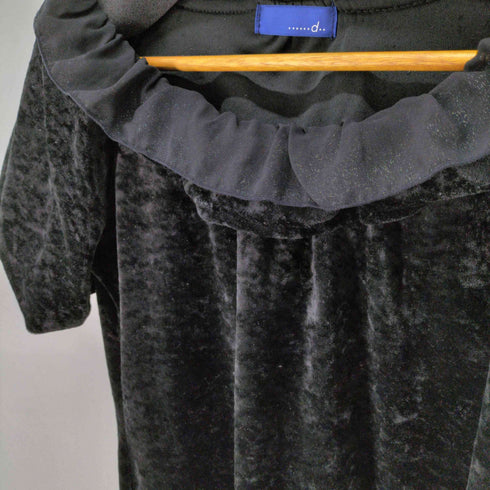 ......d.. 首元フリル パフスリーブベロアTシャツ レディース