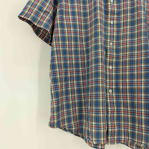 ラルフローレン RALPH LAUREN CLASSIC FIT ポニー刺繍 タータンチェック 半袖 ボタンダウンシャツ メンズ import:XL