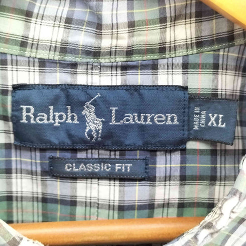 ラルフローレン RALPH LAUREN ポニー刺繍 タータンチェック 半袖 ボタンダウンシャツ メンズ import:XL