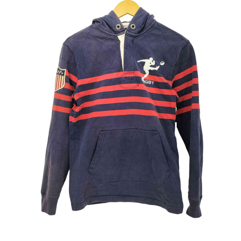 ラグビーラルフローレン Rugby Ralph Lauren CLASSIC RUGBY FIT ラガーマン/USA 刺繍 フーデッド ラガーシャツ メンズ import:XS