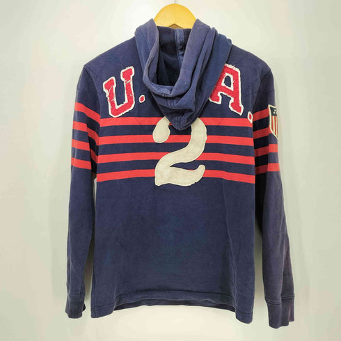 ラグビーラルフローレン Rugby Ralph Lauren CLASSIC RUGBY FIT ラガーマン/USA 刺繍 フーデッド ラガーシャツ メンズ import:XS