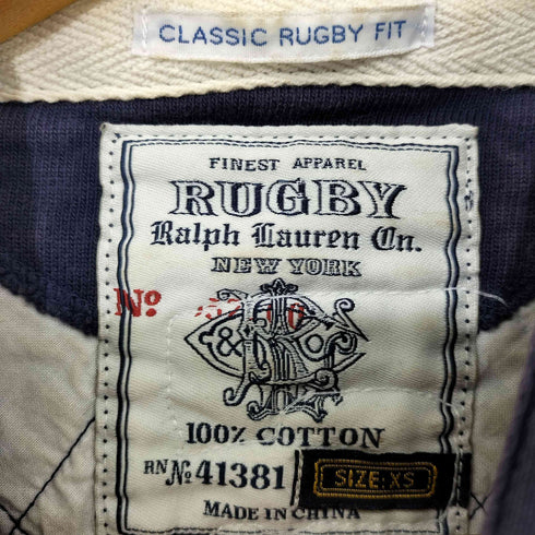 ラグビーラルフローレン Rugby Ralph Lauren CLASSIC RUGBY FIT ラガーマン/USA 刺繍 フーデッド ラガーシャツ メンズ import:XS