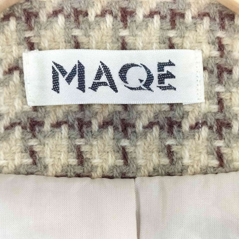 MAQE 金ボタン ウールナイロン ノーカラージャケット レディース 11AR