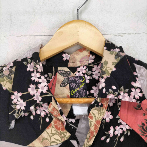 oniwasoto 和柄 桜 開襟シャツ メンズ LL