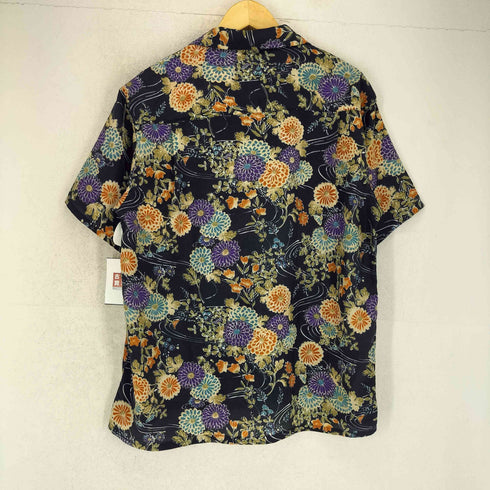 STEVENSON 花 和柄 ポリエステル 開襟シャツ メンズ 2L