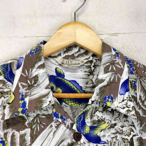 HAWAIIAN 鯉 和柄 レーヨン開襟シャツ メンズ M