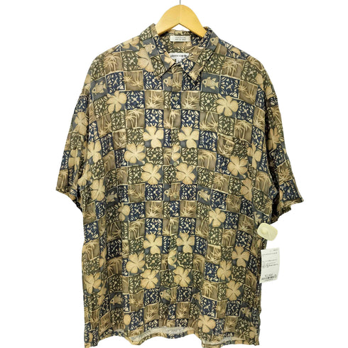 ピエールカルダン pierre cardin 90s レーヨン100 総柄 ヤシの木 アロハシャツ メンズ import:XL