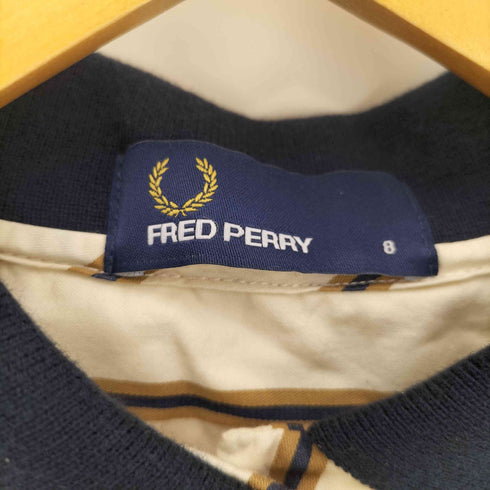フレッドペリー FRED PERRY ストライプ ポロカラー プルオーバーシャツワンピース レディース UK:8