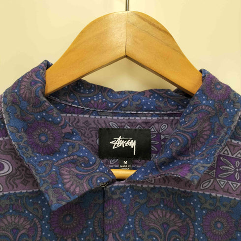 ステューシー Stussy VINTAGE CAMP COLLAR ARABESQUE S/S SHIRT 唐草 総柄 レーヨン シャツ メンズ import:M