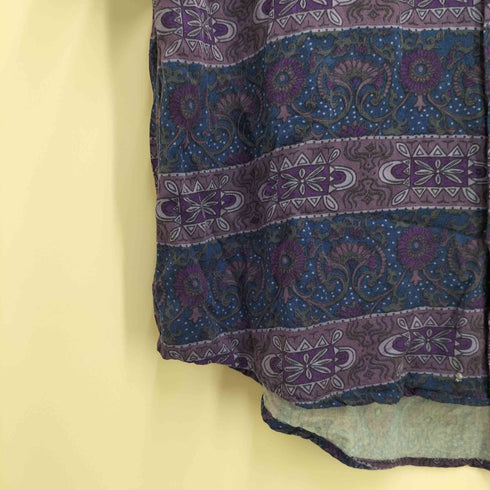 ステューシー Stussy VINTAGE CAMP COLLAR ARABESQUE S/S SHIRT 唐草 総柄 レーヨン シャツ メンズ import:M