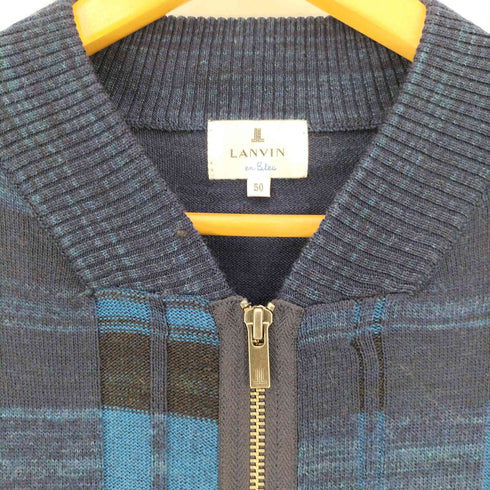 ランバンオンブルー LANVIN en Bleu ダブルジップ 総柄 ウール ジップ ニット メンズ EUR:50