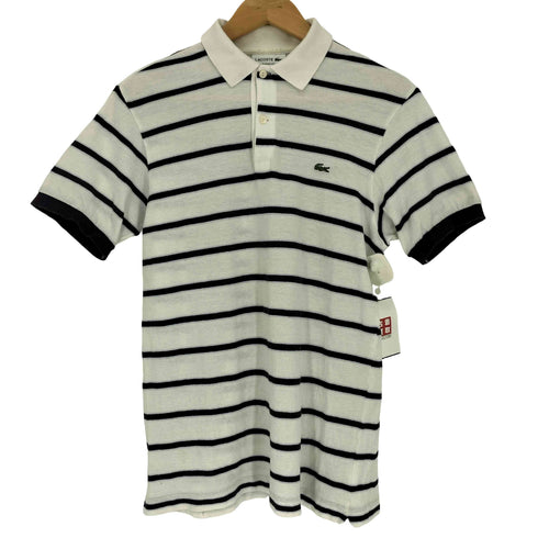 ラコステ LACOSTE リネン混 ボーダー 鹿の子 S/S ポロシャツ メンズ import:XS