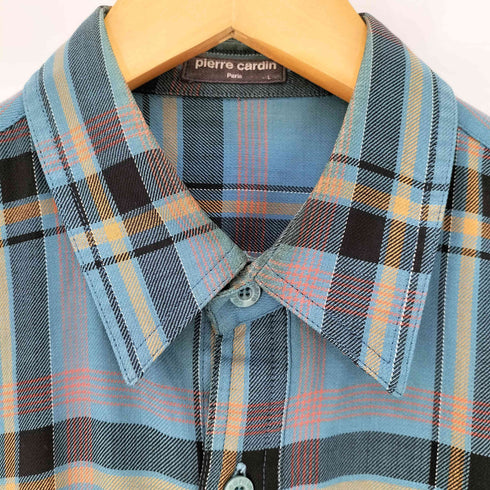 ピエールカルダン pierre cardin チェック レギュラーカラーシャツ メンズ import:L