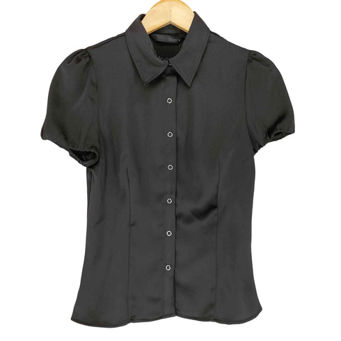 ザラ ZARA パフショルダーサテンシャツ レディース S
