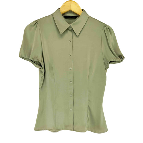 ザラ ZARA パフショルダーサテンシャツ レディース S