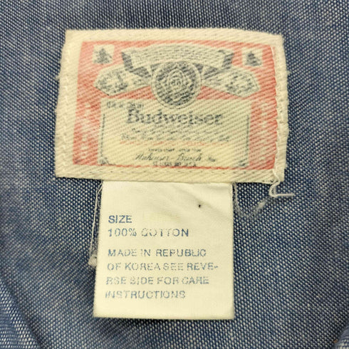 バドワイザー Budweiser 企業ロゴ刺繍 L/S シャツ メンズ L