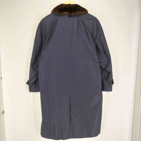 バーバリーズ BURBERRYS MADE IN ENGLAND 襟ファー シルク比翼ステンカラーコート メンズ