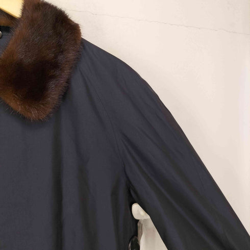バーバリーズ BURBERRYS MADE IN ENGLAND 襟ファー シルク比翼ステンカラーコート メンズ
