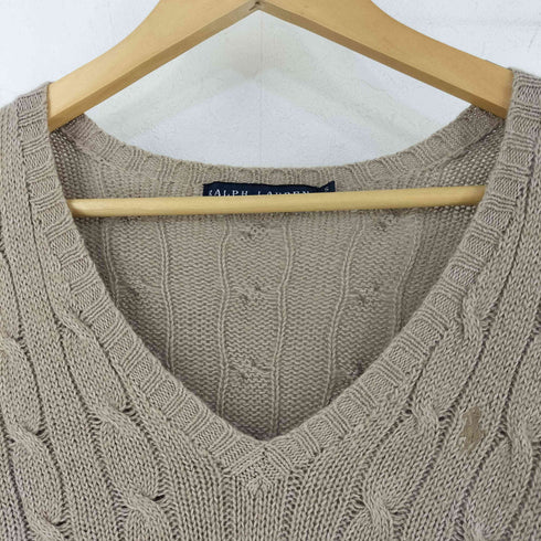 ラルフローレン RALPH LAUREN 麻 カシミヤ Vネック ケーブルニット レディース S