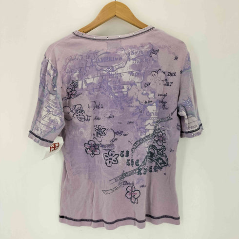 TO THE ANGEL ラインストーン プリントクルーネックTシャツ Y2K cool レディース L