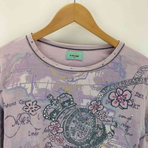 TO THE ANGEL ラインストーン プリントクルーネックTシャツ Y2K cool レディース L