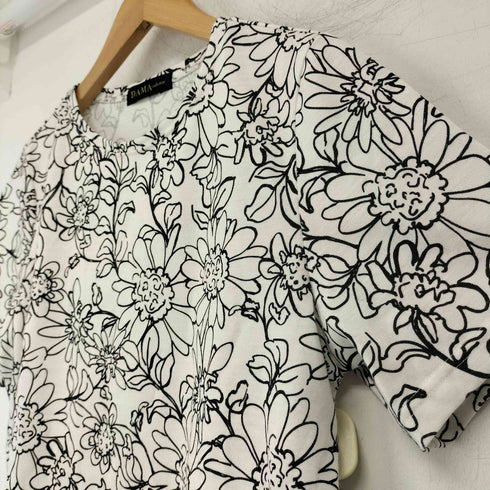 ダーマコレクション DAMA collection 花柄 フラワーデザイン リネン混 S/S Tシャツ レディース JPN:S