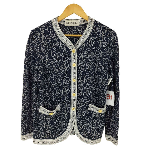 STIZZOLI イタリア製 総柄刺繍カーディガン elegance レディース