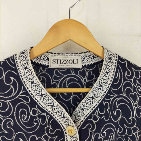STIZZOLI イタリア製 総柄刺繍カーディガン elegance レディース