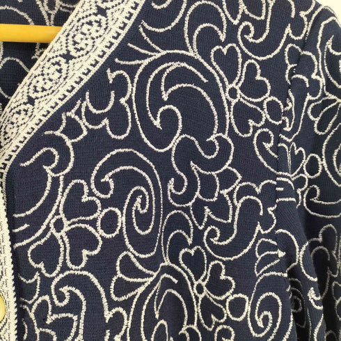 STIZZOLI イタリア製 総柄刺繍カーディガン elegance レディース