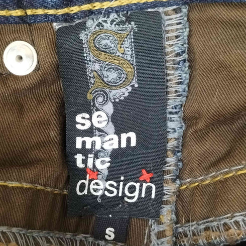 semantic design ジップデザイン ブーツカット ペンキフレアデニム Y2K メンズ S