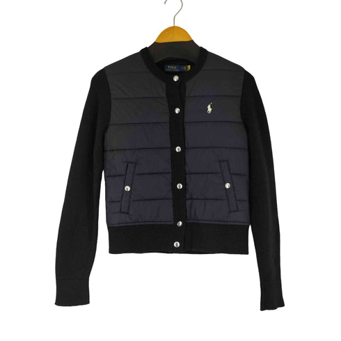 ポロラルフローレン POLO RALPH LAUREN キルティング 切替 ノーカラー ニットジャケット レディース JPN:S