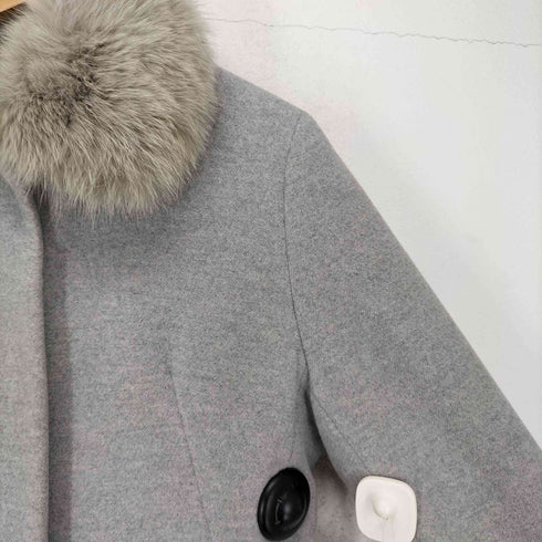 PROUD OF fox fur 襟フォックスファー アンゴラ混比翼ステンカラーコート レディース 11AR