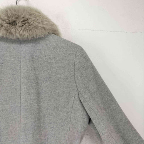 PROUD OF fox fur 襟フォックスファー アンゴラ混比翼ステンカラーコート レディース 11AR