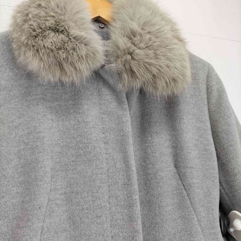 PROUD OF fox fur 襟フォックスファー アンゴラ混比翼ステンカラーコート レディース 11AR