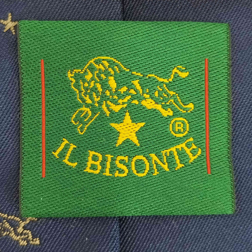 イルビゾンテ IL BISONTE ロゴ刺繍 裏地斜めボーダー ネクタイ メンズ