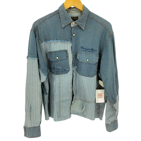 blue devergo パッチワーク シャツ 裾カットオフ メンズ import:M