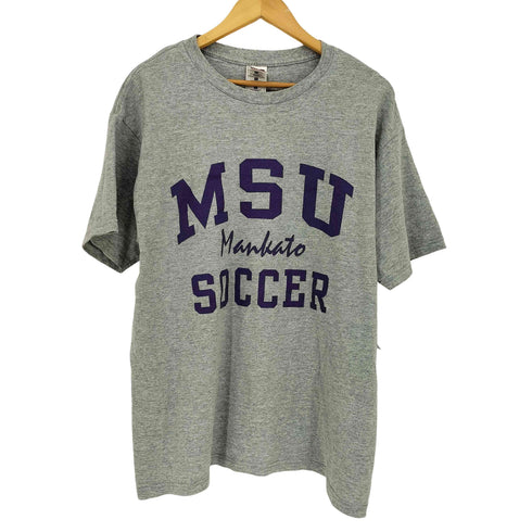 90-00S FRUIT OF THE LOOMボディ MSU SOCCER カレッジ プリント S/S クルーネック Tシャツ メンズ import:XL