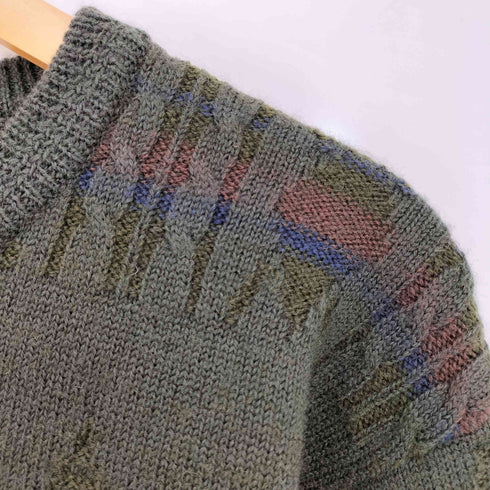 80-90S EAST OAK ケーブルニット ボーダー クルーネック ニット セーター メンズ JPN:M