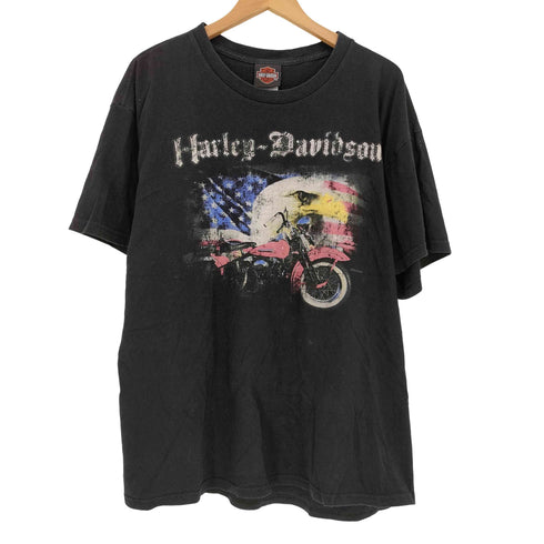 ハーレーダビッドソン HARLEY-DAVIDSON USA製 イーグル バイク プリント コピーライト2014 S/S クルーネック Tシャツ メンズ import:XL