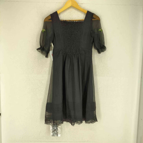 シンシアローリー Cynthia Rowley シルク100 シースルー パフスリーブ ワンピース レディース 2
