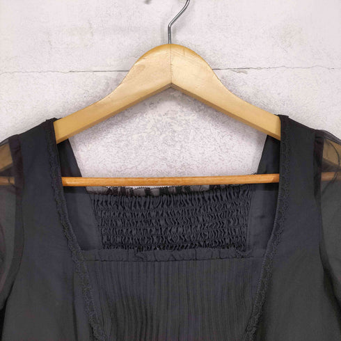 シンシアローリー Cynthia Rowley シルク100 シースルー パフスリーブ ワンピース レディース 2