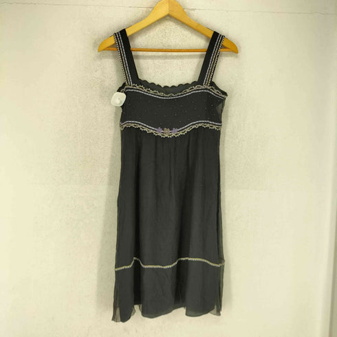 シンシアローリー Cynthia Rowley シルク100 フラワー刺繍 キャミワンピース レディース