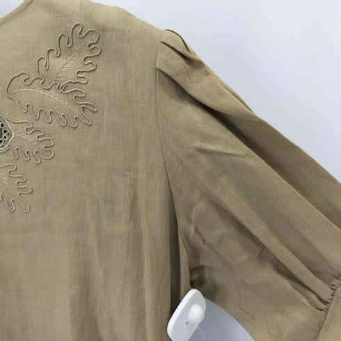 Emanuel Ungaro リネン 刺繍 半袖ワンピース レディース