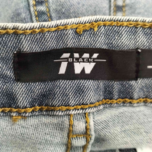 BLACK 1W 編み上げデザイン フレアデニムパンツ レディース JPN:L
