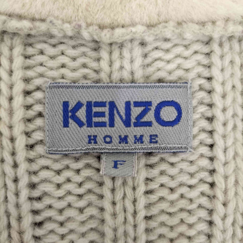 ケンゾーオム KENZO HOMME 90s レザー切替 ケーブル編み ドライバーズニット メンズ FREE