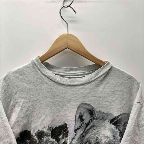 80-90S ボディ 狼 オオカミ ウルフ 両面 プリント S/S アニマル Tシャツ 裾袖 シングルステッチ 霜降り ボックス メンズ