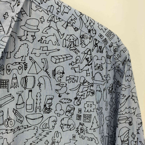 コムデギャルソン COMME des GARCONS 03AW 田中オム デカボタン 総柄シャツ All-over print shirt メンズ L