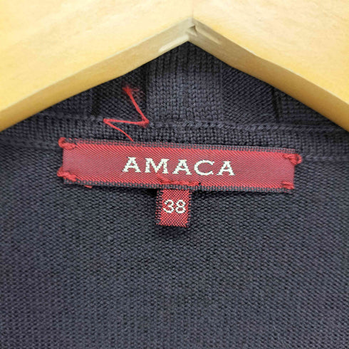 アマカ amaca ボタンレス ラムウール ショールカラーカーディガン レディース 38