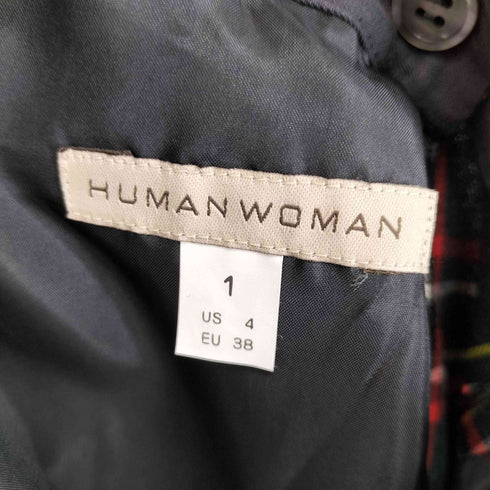 ヒューマンウーマン HUMAN WOMAN タータンチェック レザーベルト付ラップスカート レディース S
