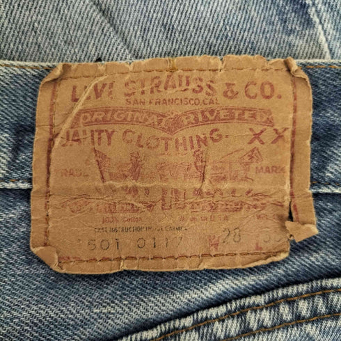 リーバイス Levis 80s 82年製 ボタン裏524 501 ボタンフライデニム スモールe 不均等V 赤耳 メンズ W28